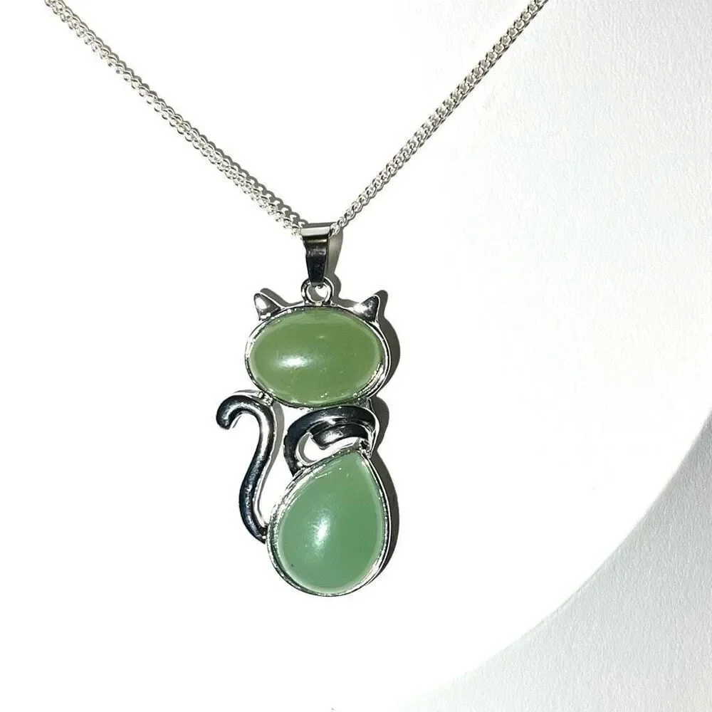 AYR “CAT” Aventurine Stone & 925 Silver Necklace